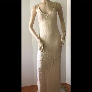Marina Nude Silk Embellished Gown